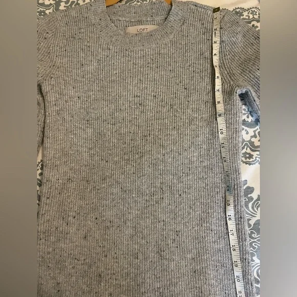 LOFT Gray Sweater Dress with Bow Sleeve Accents - Picture 6 of 8